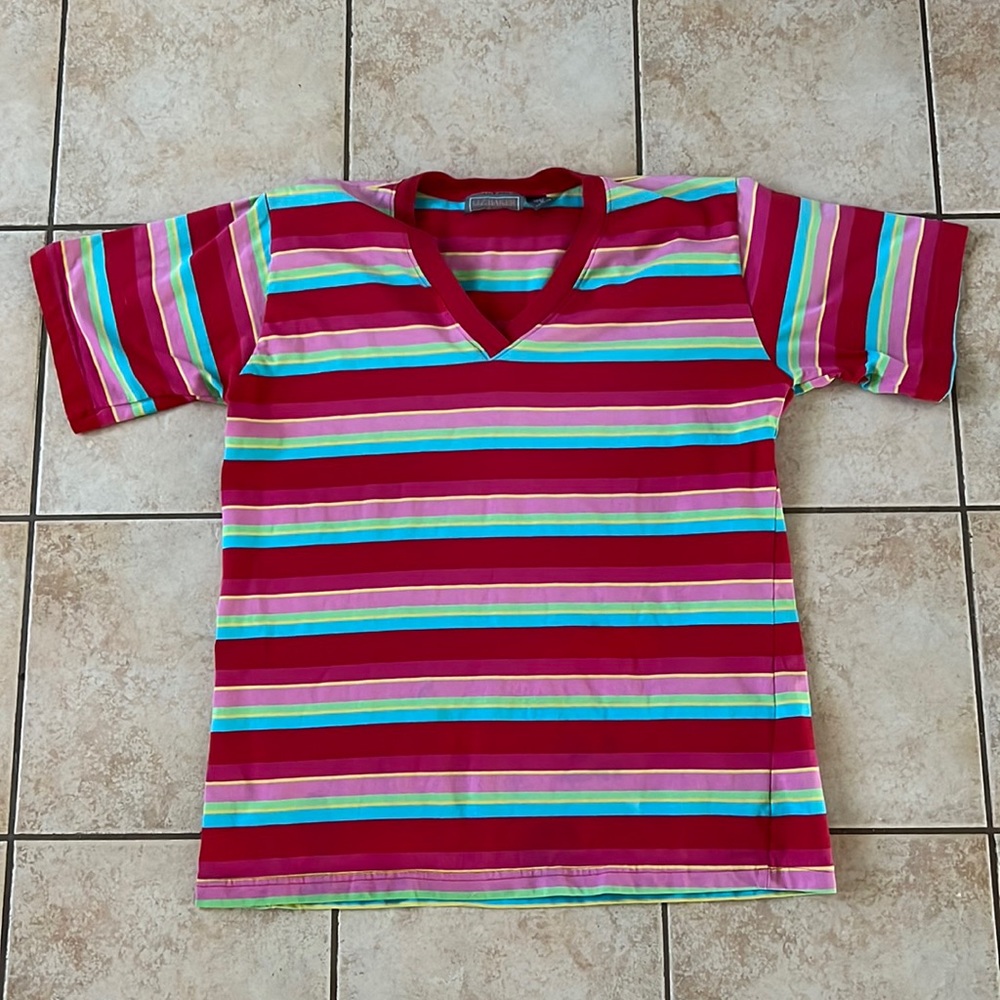 Vintage Liz Baker Sport Bright Striped Tshirt, Sz‎ XL/1X
